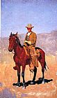 Mounted Cowboy in Chaps with Race Horse by Frederic Remington